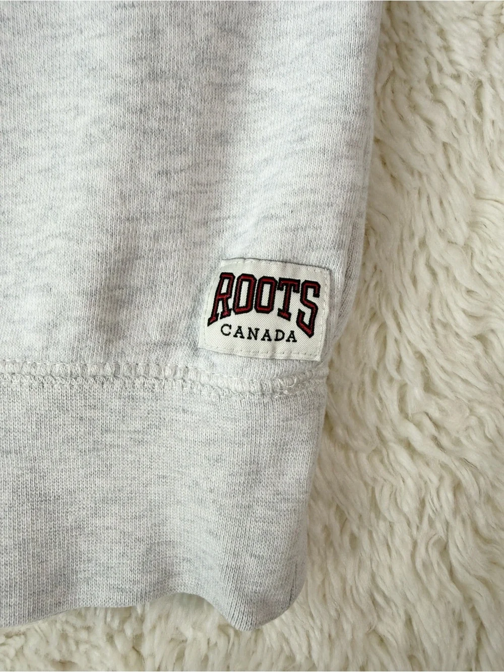 VTG Y2K 90s ROOTS Woman Gray Quarter Zip Cotton Sweater XL Classic Preppy Cozy - Picture 3 of 10